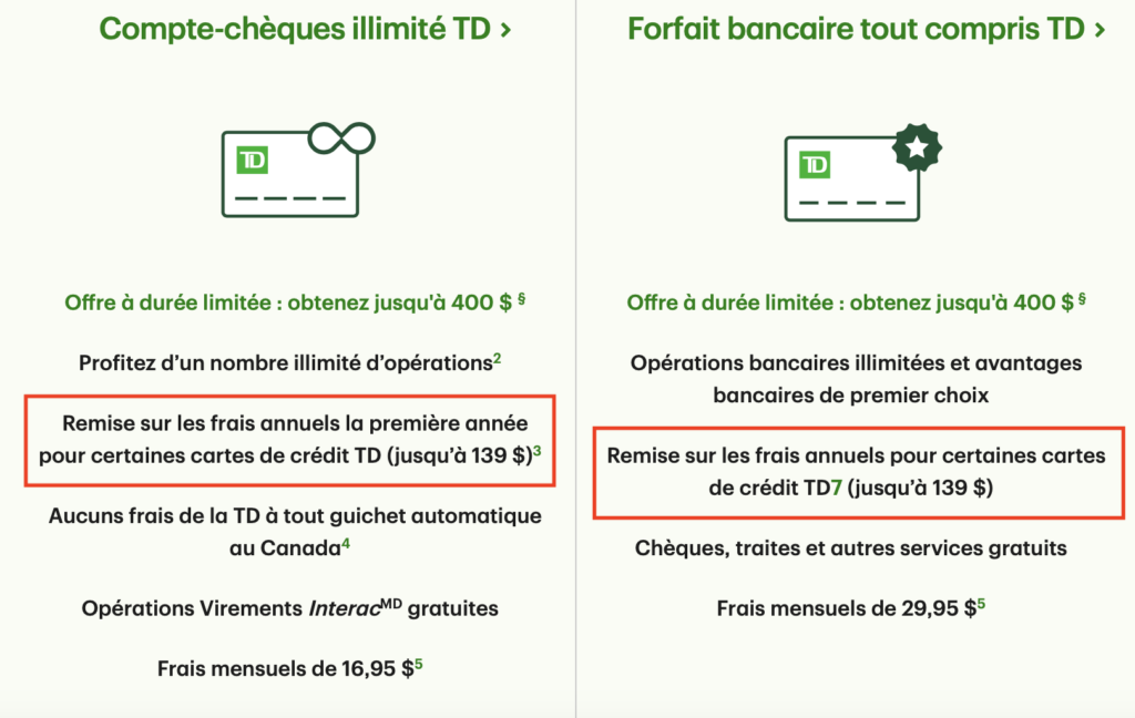 Credit Card fee Waiver TD En