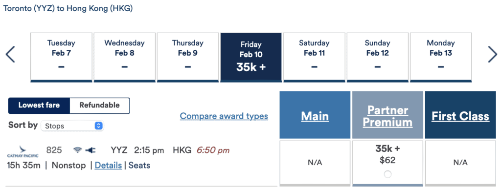 Hong Kong Alaska from YYZ