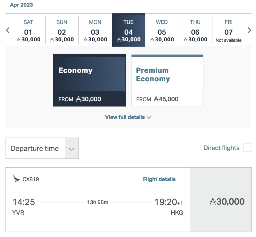 Hong Kong Asia Miles YVR
