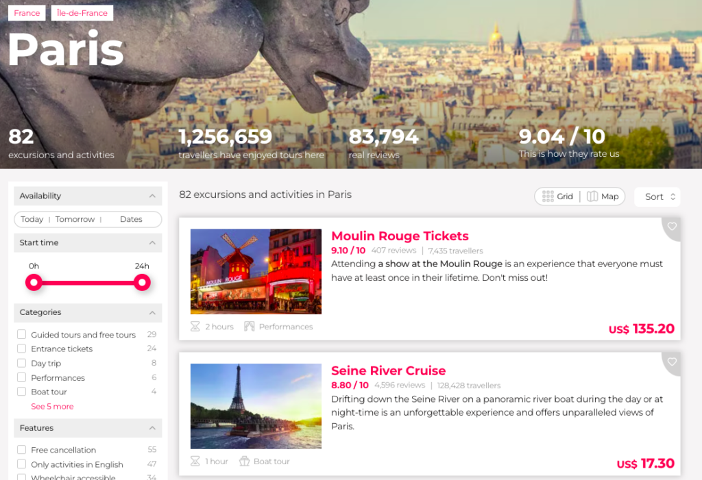 Civitatis Paris destination