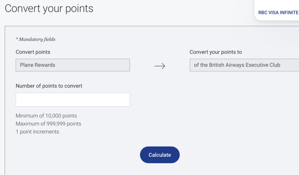 Avios RBC transfert British