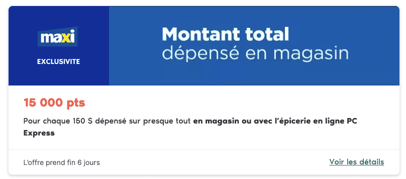 Promotion pc optimum maxi