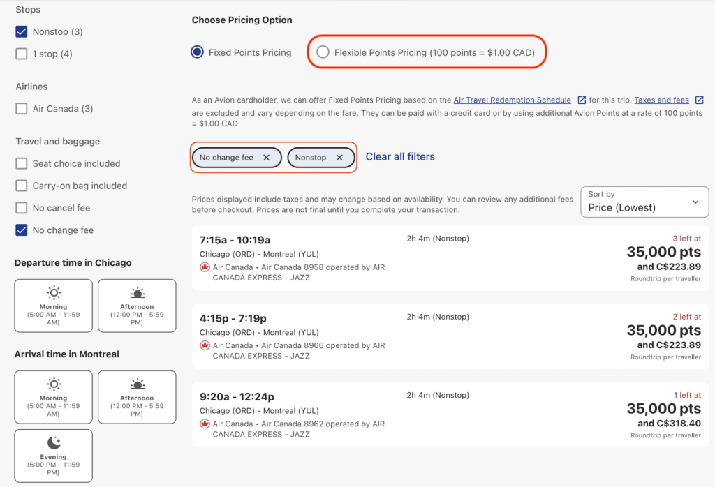 Tarification points flexible