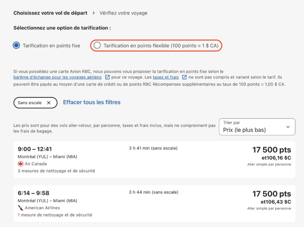 Tarification points flexible
