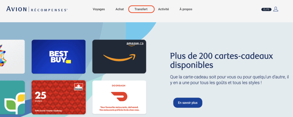 Transfert avion recompenses