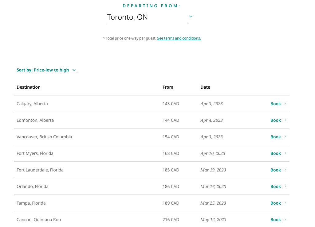 Solde de fête WestJet Montréal