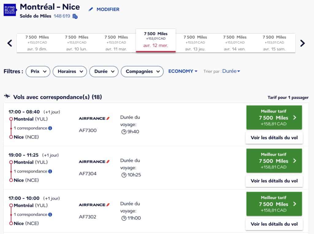 Air france yul cdg nce details prime promo fr