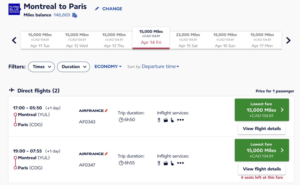 cdg-yul flying blue eco fr