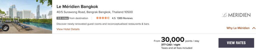 Le meridien bangkok tarif