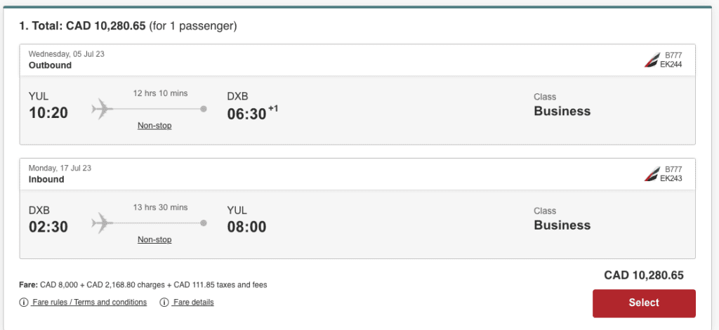 Business Emirates DXB