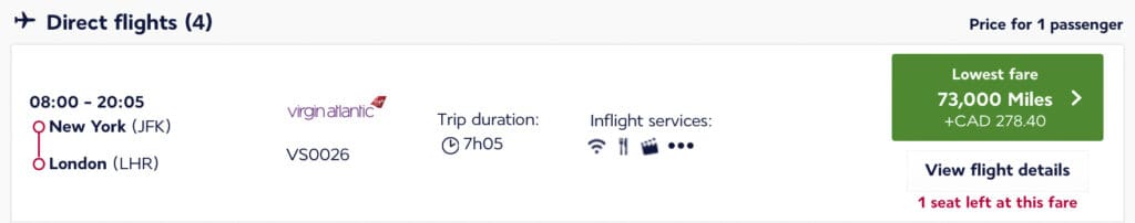 London Virgin Atlantic Business Class 1