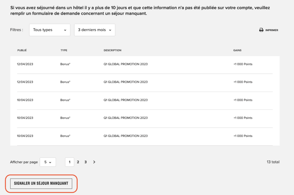 Signaler sejour manquant