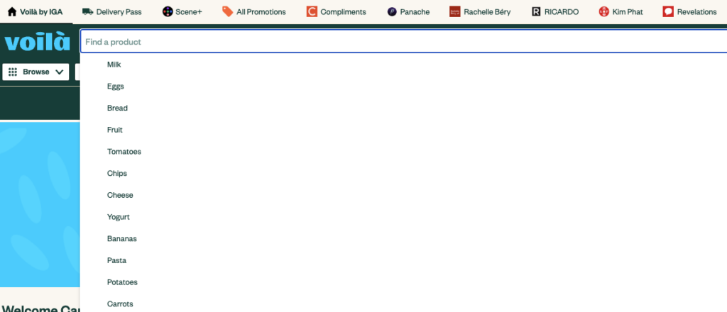 barre de recherche iga voila