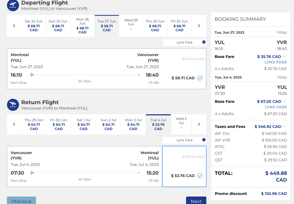 Simulation yul vancouver lynx air promo