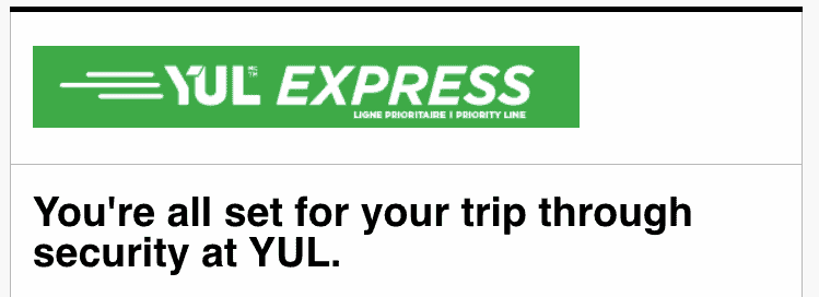 Courriel confirmation yul express