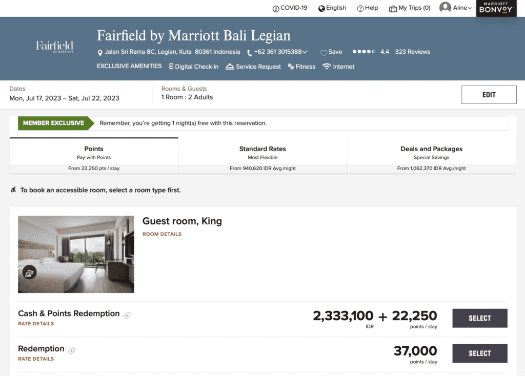 Marriott Bonvoy Free nights with points 3