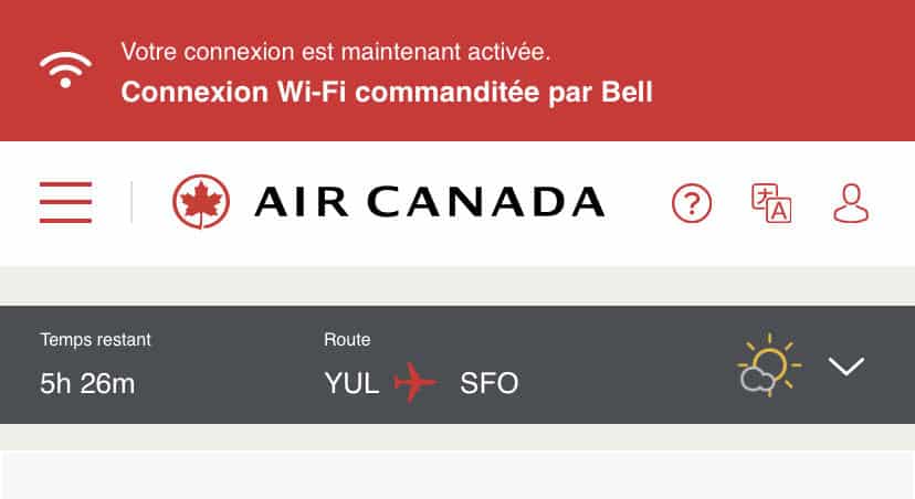 Messagerie texte air canada confirmation