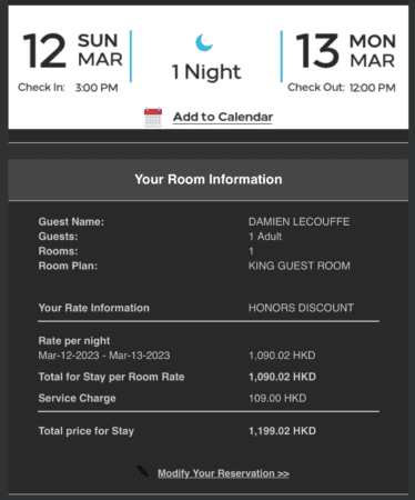 Prix réel – Hilton Garden Inn hong Kong Mongkok