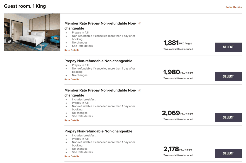 Prix réel – Le Méridien Hong Kong Cyberport