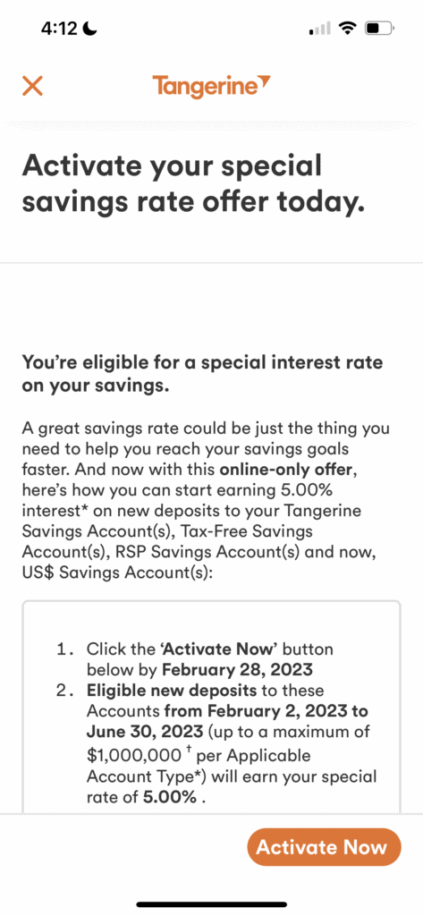 Tangerine Savings Acc