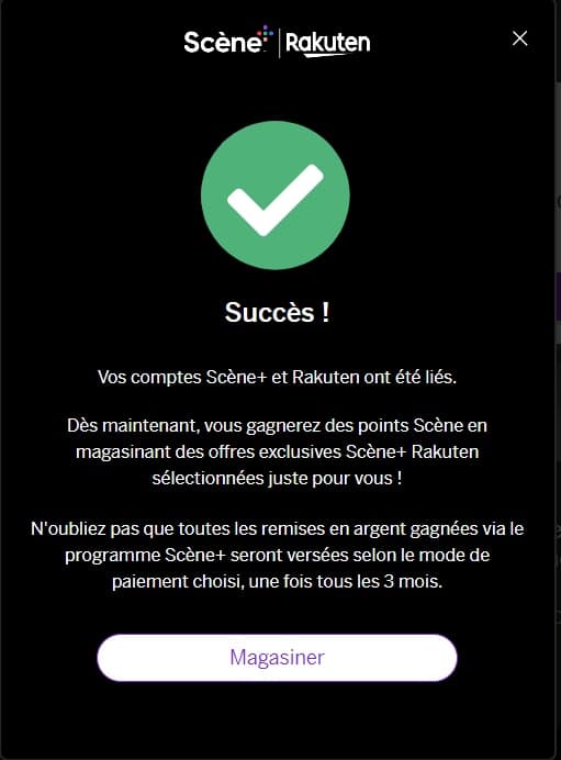 Rakuten lié à Scène+