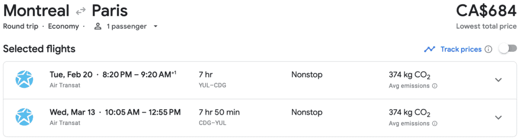 YUL-CDG positioning