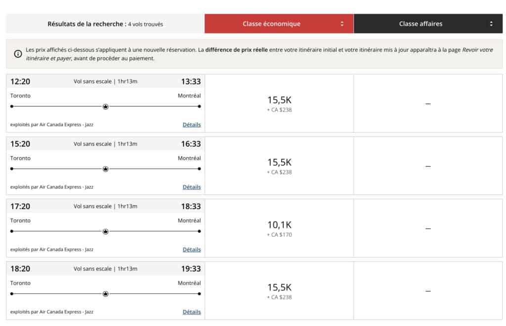 Aeroplan change flight 3