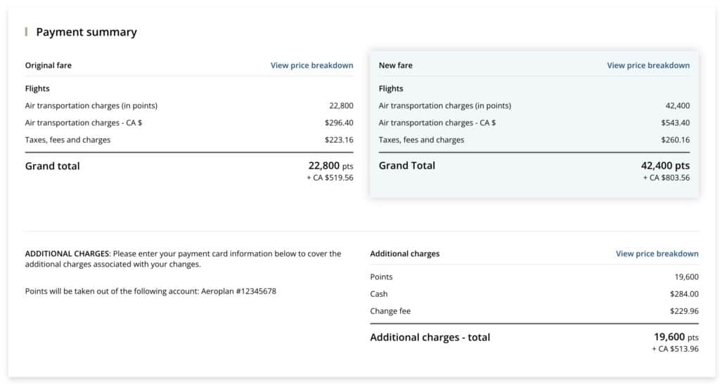 Aeroplan change flight 4
