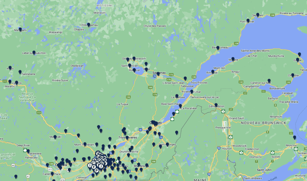 Emplacement des Magasins RONA