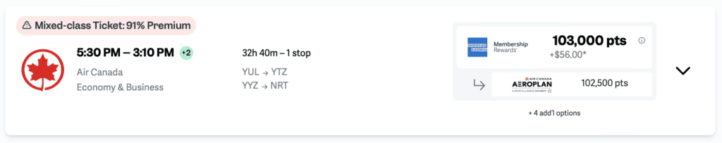 Mixed class cabin indicator