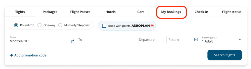 My Bookings Aeroplan