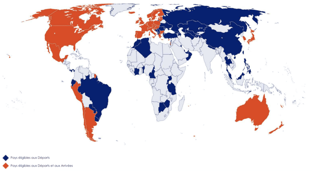 Pays eligibles aux controles PARAFE