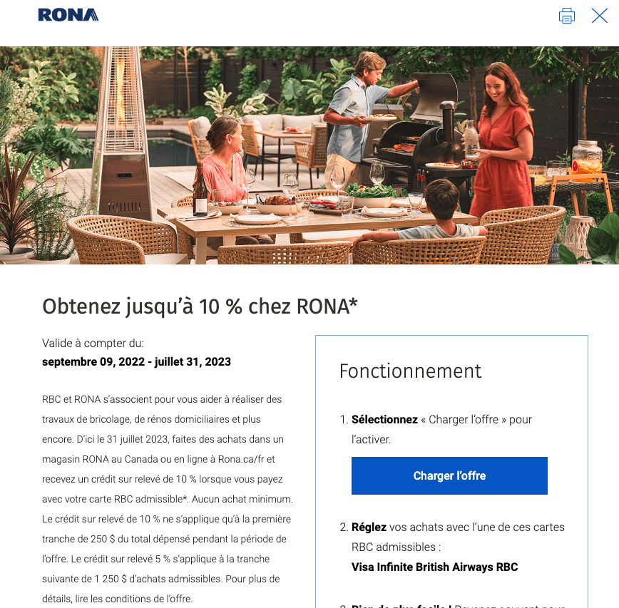 Une offre RONA de la RBC