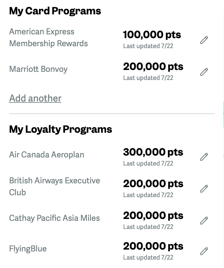 Your reward programs