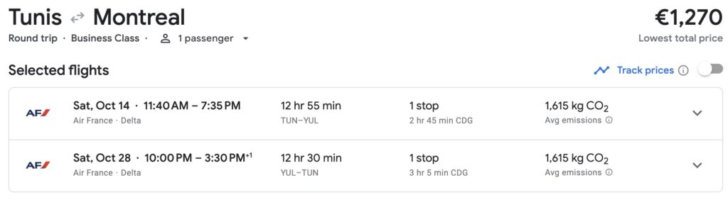 flying blue – tun-cdg-yul – fr