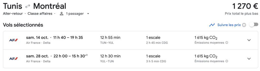 flying blue tun cdg yul fr