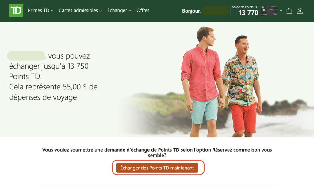 primes TD Échanger des points TD