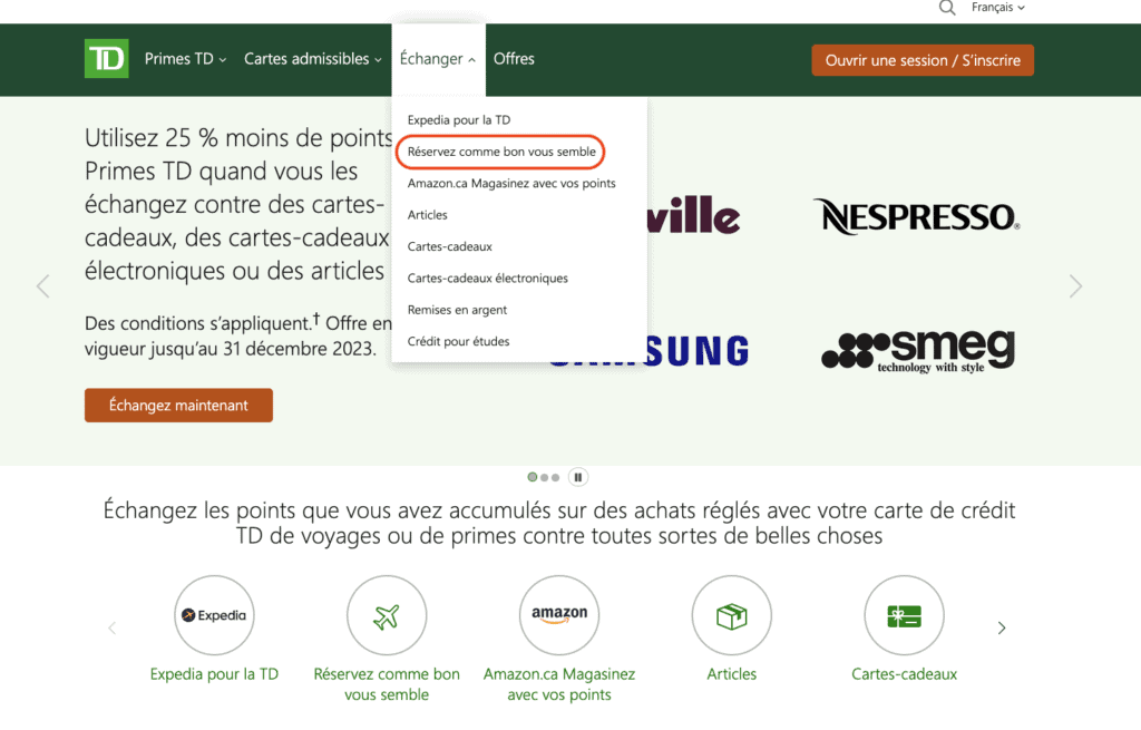 primes td reserver points