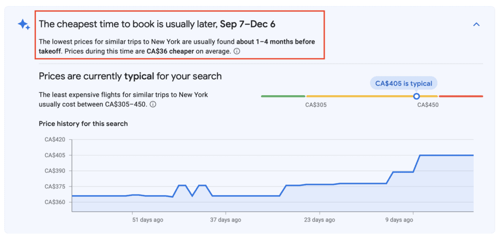 Google Flights – Meilleur Moment