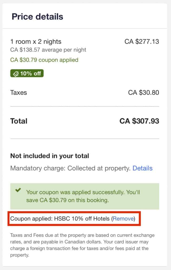 HSBC WE 10 % Booking with Coupon