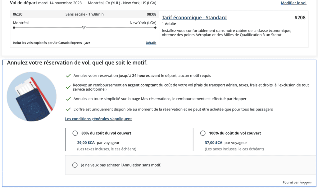 Hopper Air Canada annulation
