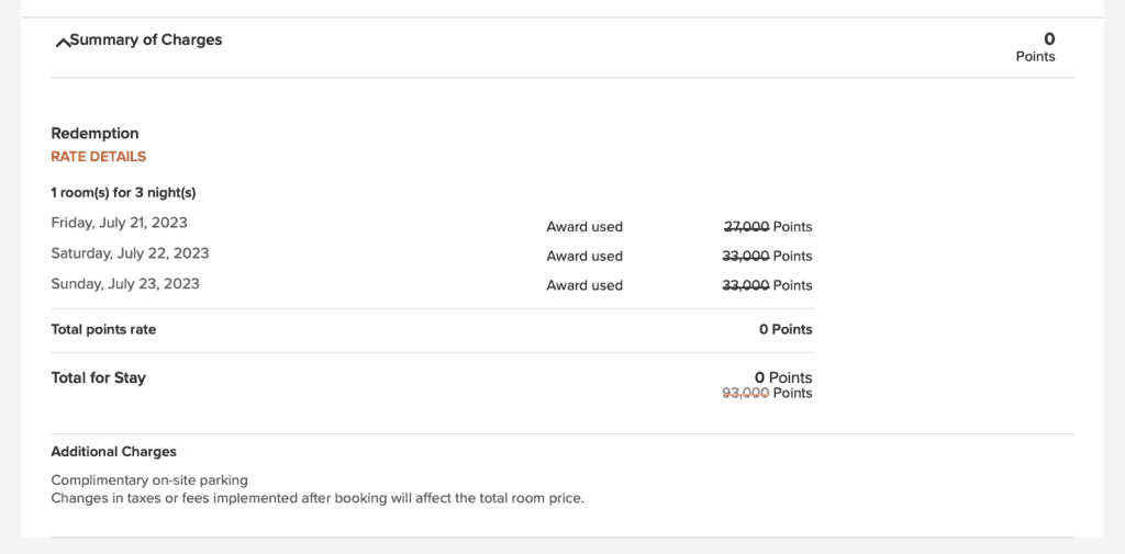 Sheraton Portland 3 award nights