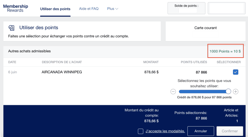 Utilisation PP Air Canada