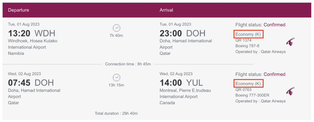 qatar billet classe k