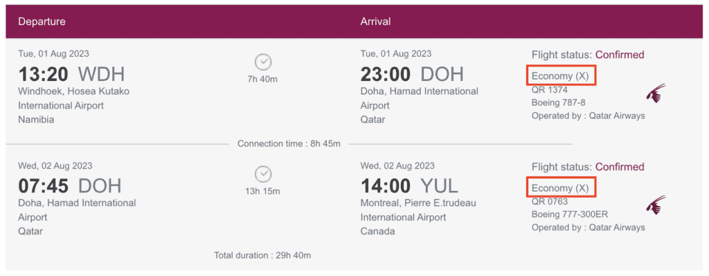 qatar billet classe x