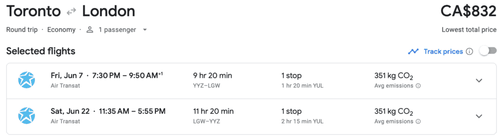 Air Transat vol avec escale