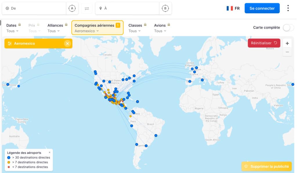 Destinations de Aeromexico