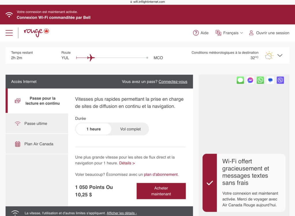 Rouge Premium wifi connexion