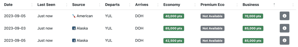 Seats Aero multiple programs
