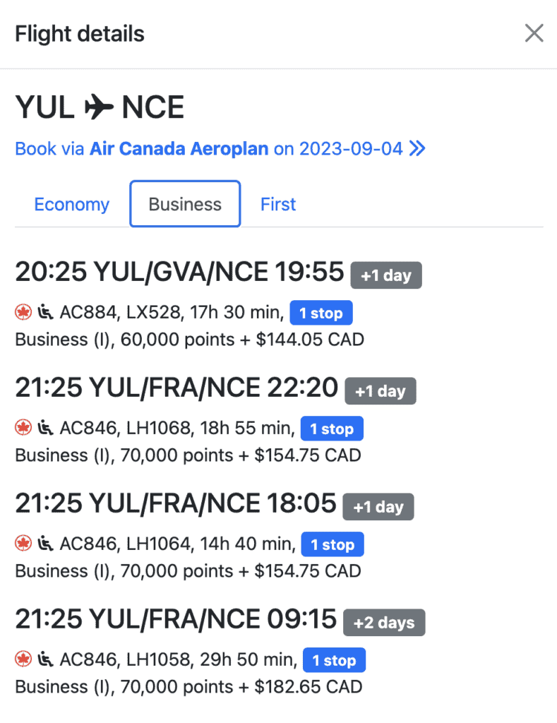 Seats aero search result J